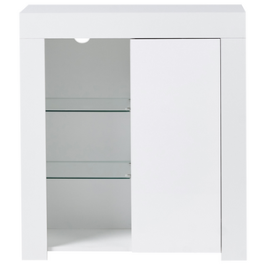 Credenza per soggiorno o camera da letto con 1 anta in MDF LED bianco stile moderno