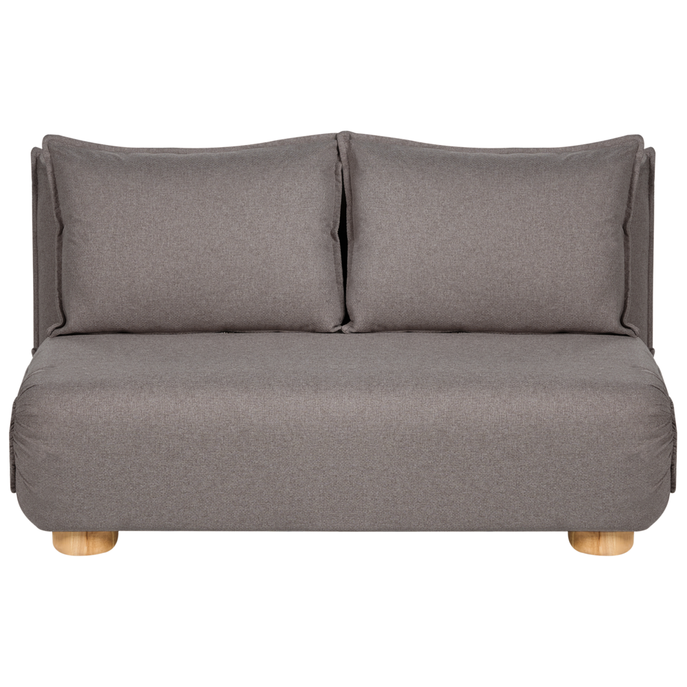 Divano letto a 2 posti Rivestimento in lino sintetico grigio scuro Gambe in legno Divano per bambini senza braccioli