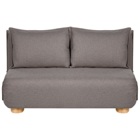 Divano letto a 2 posti Rivestimento in lino sintetico grigio scuro Gambe in legno Divano per bambini senza braccioli