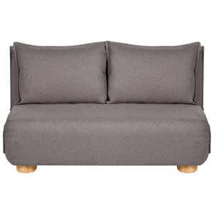 Divano letto a 2 posti Rivestimento in lino sintetico grigio scuro Gambe in legno Divano per bambini senza braccioli