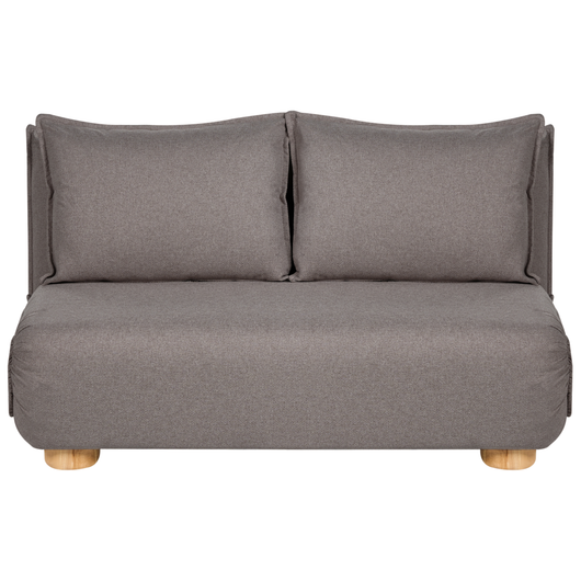 Divano letto a 2 posti Rivestimento in lino sintetico grigio scuro Gambe in legno Divano per bambini senza braccioli
