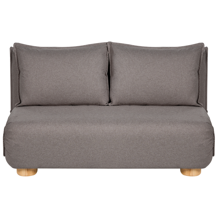 Divano letto a 2 posti Rivestimento in lino sintetico grigio scuro Gambe in legno Divano per bambini senza braccioli