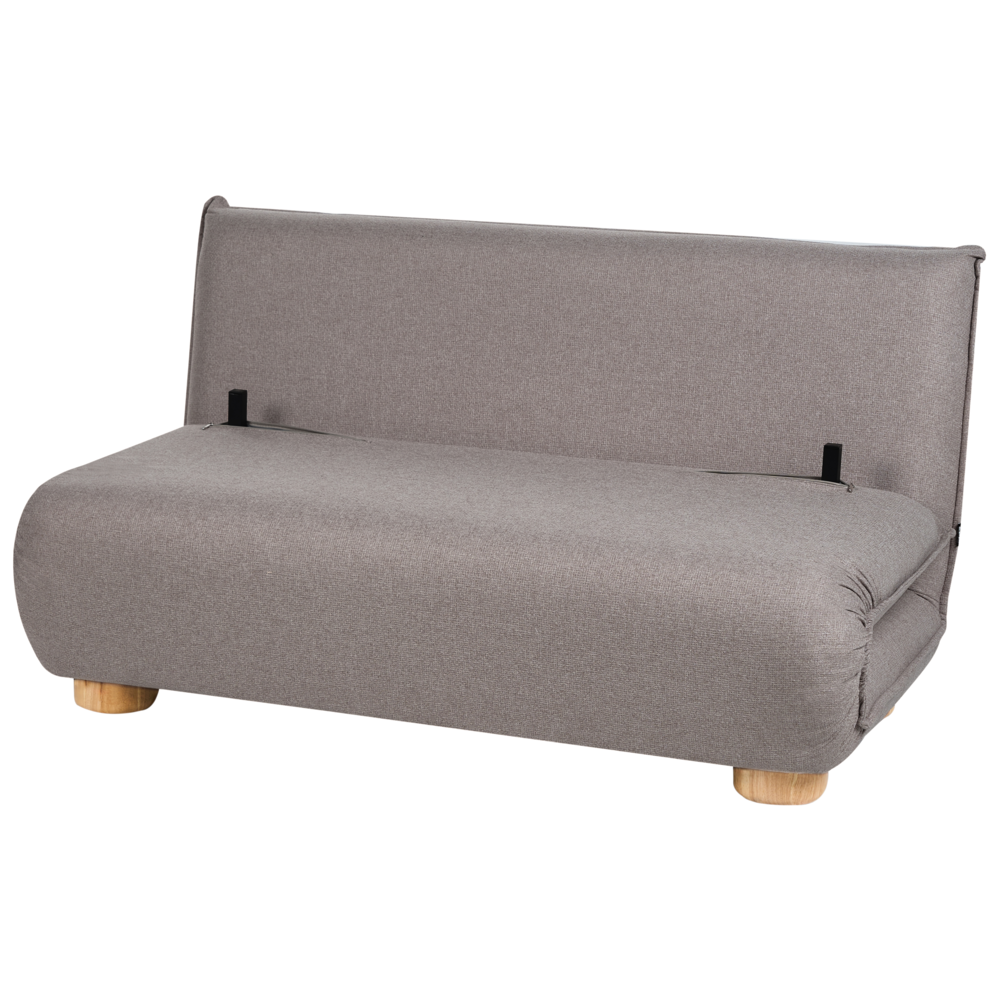 Divano letto a 2 posti Rivestimento in lino sintetico grigio scuro Gambe in legno Divano per bambini senza braccioli