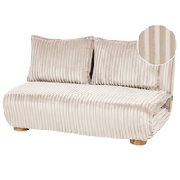 Divano letto a 2 posti Rivestimento in finta pelliccia Gambe in legno Divano per bambini senza braccioli bianco sporco