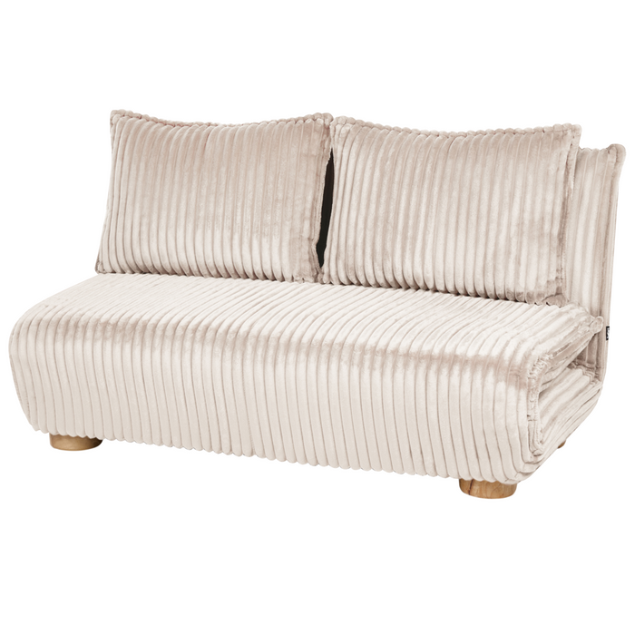 Divano letto a 2 posti Rivestimento in finta pelliccia Gambe in legno Divano per bambini senza braccioli bianco sporco