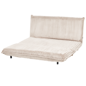 Divano letto a 2 posti Rivestimento in finta pelliccia Gambe in legno Divano per bambini senza braccioli bianco sporco