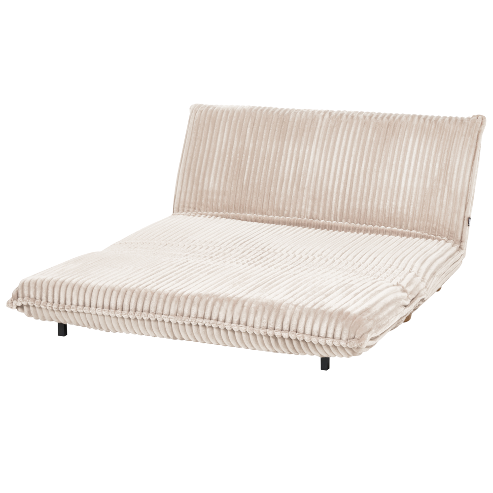 Divano letto a 2 posti Rivestimento in finta pelliccia Gambe in legno Divano per bambini senza braccioli bianco sporco