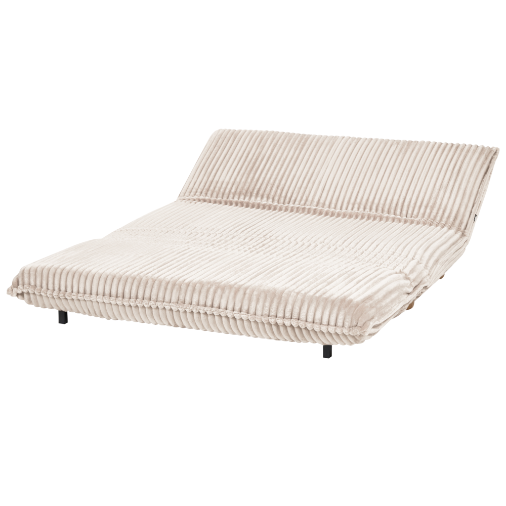 Divano letto a 2 posti Rivestimento in finta pelliccia Gambe in legno Divano per bambini senza braccioli bianco sporco