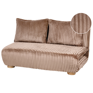 Divano letto a 2 posti Rivestimento in finta pelliccia Gambe in legno Divano per bambini senza braccioli Marrone chiaro