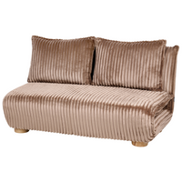 Divano letto a 2 posti Rivestimento in finta pelliccia Gambe in legno Divano per bambini senza braccioli Marrone chiaro