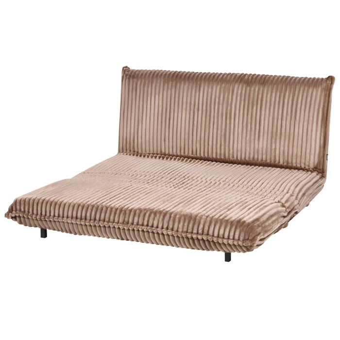 Divano letto a 2 posti Rivestimento in finta pelliccia Gambe in legno Divano per bambini senza braccioli Marrone chiaro