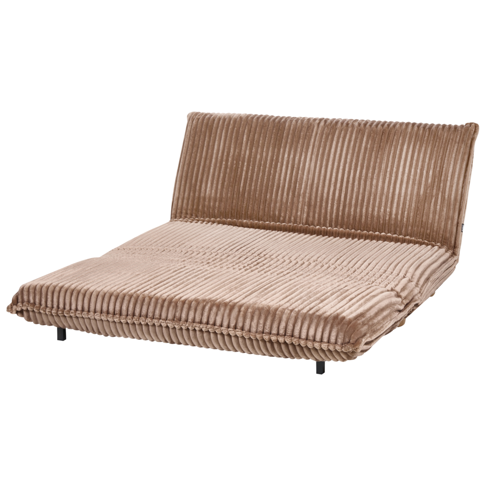 Divano letto a 2 posti Rivestimento in finta pelliccia Gambe in legno Divano per bambini senza braccioli Marrone chiaro