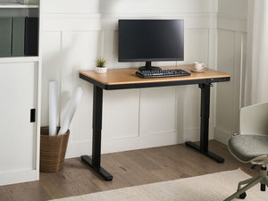 Scrivania elettrica con altezza regolabile Funzioni seduta/in piedi Scandinava 120 x 60 cm Porta USB Gambe e piano marrone e nero design scandinavo