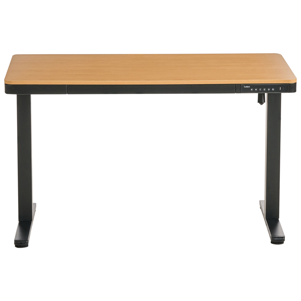 Scrivania elettrica con altezza regolabile Funzioni seduta/in piedi Scandinava 120 x 60 cm Porta USB Gambe e piano marrone e nero design scandinavo