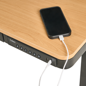 Scrivania elettrica con altezza regolabile Funzioni seduta/in piedi Scandinava 120 x 60 cm Porta USB Gambe e piano marrone e nero design scandinavo