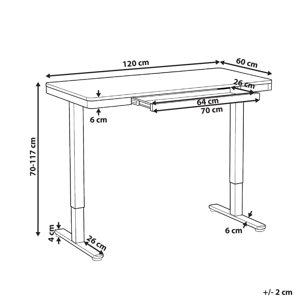 Scrivania elettrica con altezza regolabile Funzioni seduta/in piedi Scandinava 120 x 60 cm Porta USB Gambe e piano marrone e nero design scandinavo