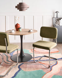 Set di 2 sedie da pranzo in velluto a coste verde stile retrò