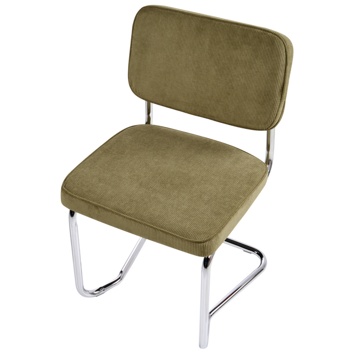 Set di 2 sedie da pranzo in velluto a coste verde stile retrò