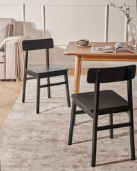 Set di 2 sedie da pranzo con struttura in legno di gomma nero Mobili da cucina e sala da pranzo in stile tradizionale