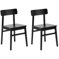 Set di 2 sedie da pranzo con struttura in legno di gomma nero Mobili da cucina e sala da pranzo in stile tradizionale