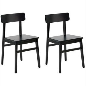 Set di 2 sedie da pranzo con struttura in legno di gomma nero Mobili da cucina e sala da pranzo in stile tradizionale