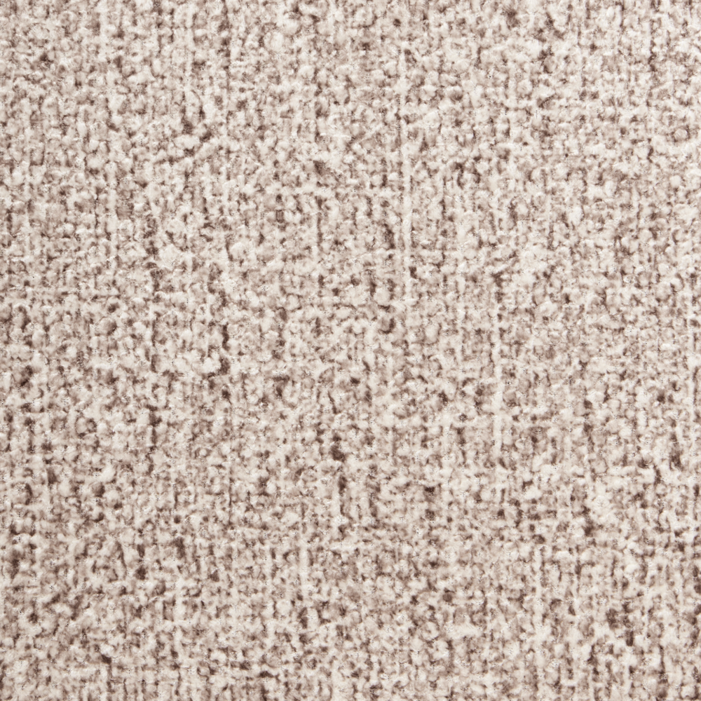 Set di 2 sedie da pranzo marrone chiaro e tortora con struttura in legno di gomma e seduta bouclé, design retrò senza braccioli