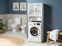 Mobile da bagno in bambù sopra la lavatrice bianco per il bagno Stile minimalista