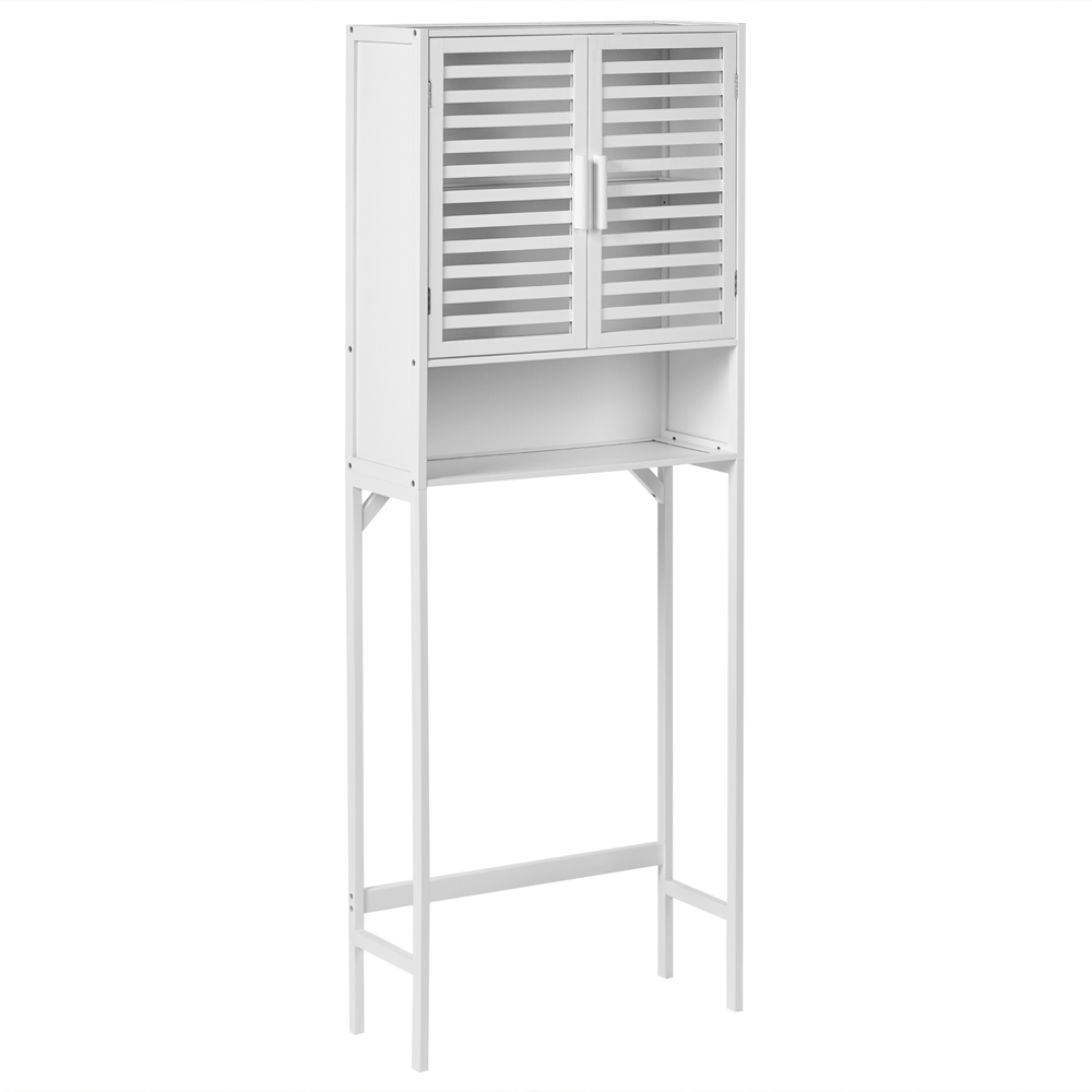 Mobile da bagno in bambù sopra la lavatrice bianco per il bagno Stile minimalista