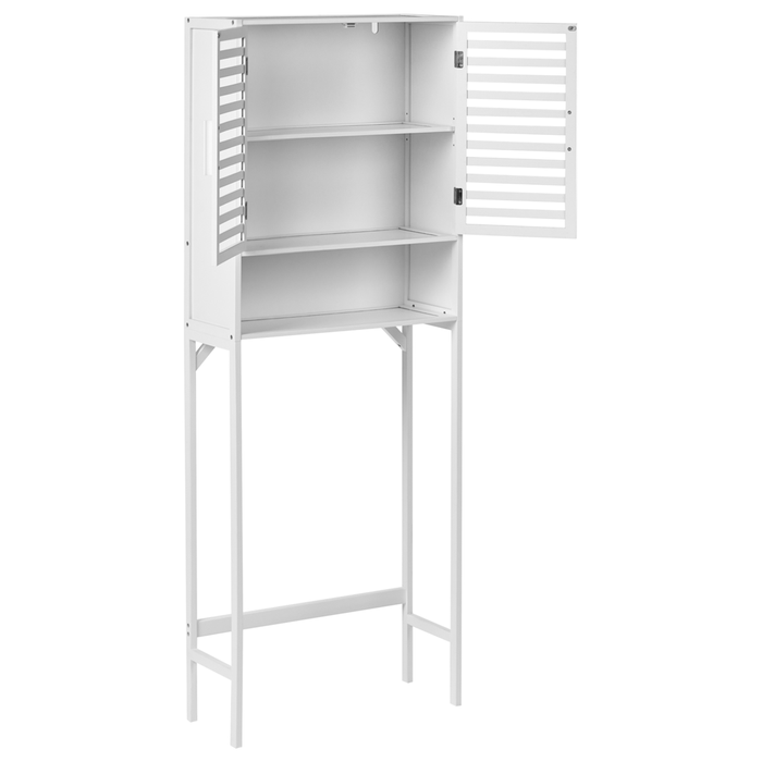 Mobile da bagno in bambù sopra la lavatrice bianco per il bagno Stile minimalista