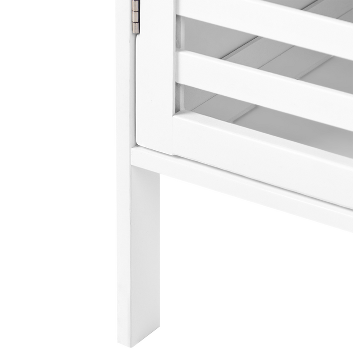 Armadietto da bagno minimalista in bambù con ripiani e porta in bianco stile Minimalista