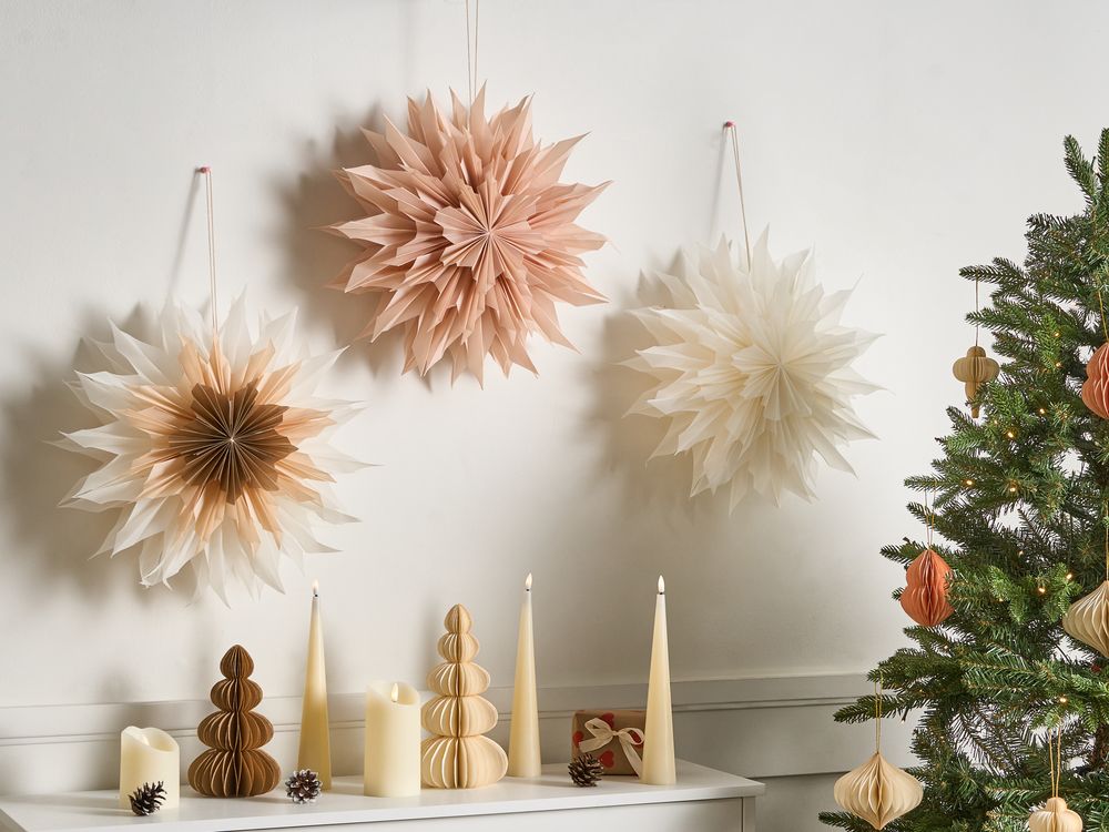 Set di 3 stelle LED da appendere 3D in carta multicolori con luci LED decorazione natalizia
