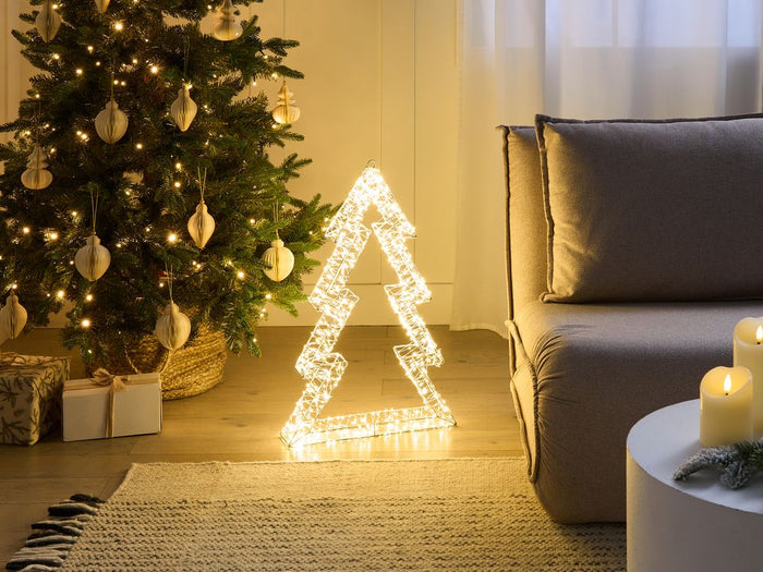 Decorazione con luci LED per albero di Natale Illuminazione in metallo argento interno esterno accessori natalizi