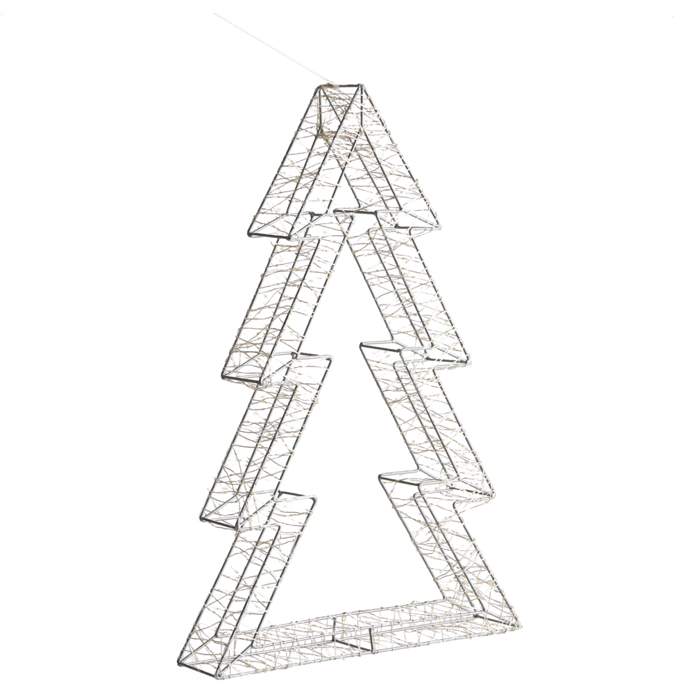 Decorazione con luci LED per albero di Natale Illuminazione in metallo argento interno esterno accessori natalizi