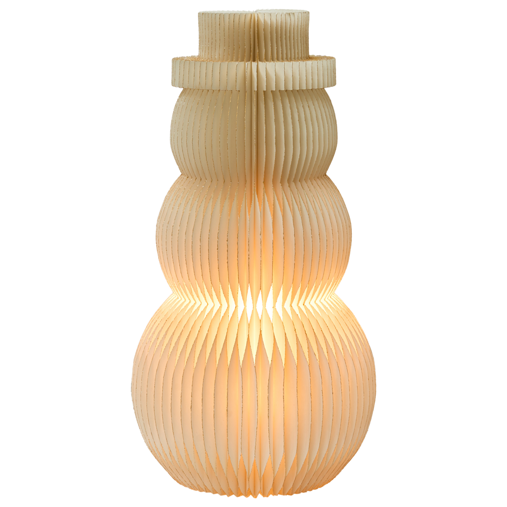 Figurina pupazzo di neve LED Beige Carta a nido d'ape Effetto 3D con luce Stile origami Motivo festivo