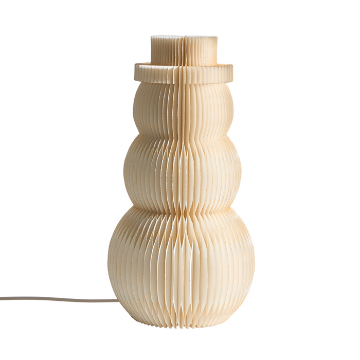 Figurina pupazzo di neve LED Beige Carta a nido d'ape Effetto 3D con luce Stile origami Motivo festivo