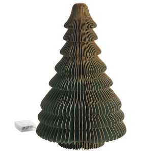 Figurina albero di Natale LED Carta a nido d'ape verde Effetto 3D con luci LED Stile origami Festivo