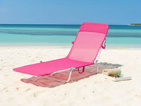 Sdraio da giardino rosa fucsia con seduta in rete e telaio in acciaio con maniglia resistente alle intemperie