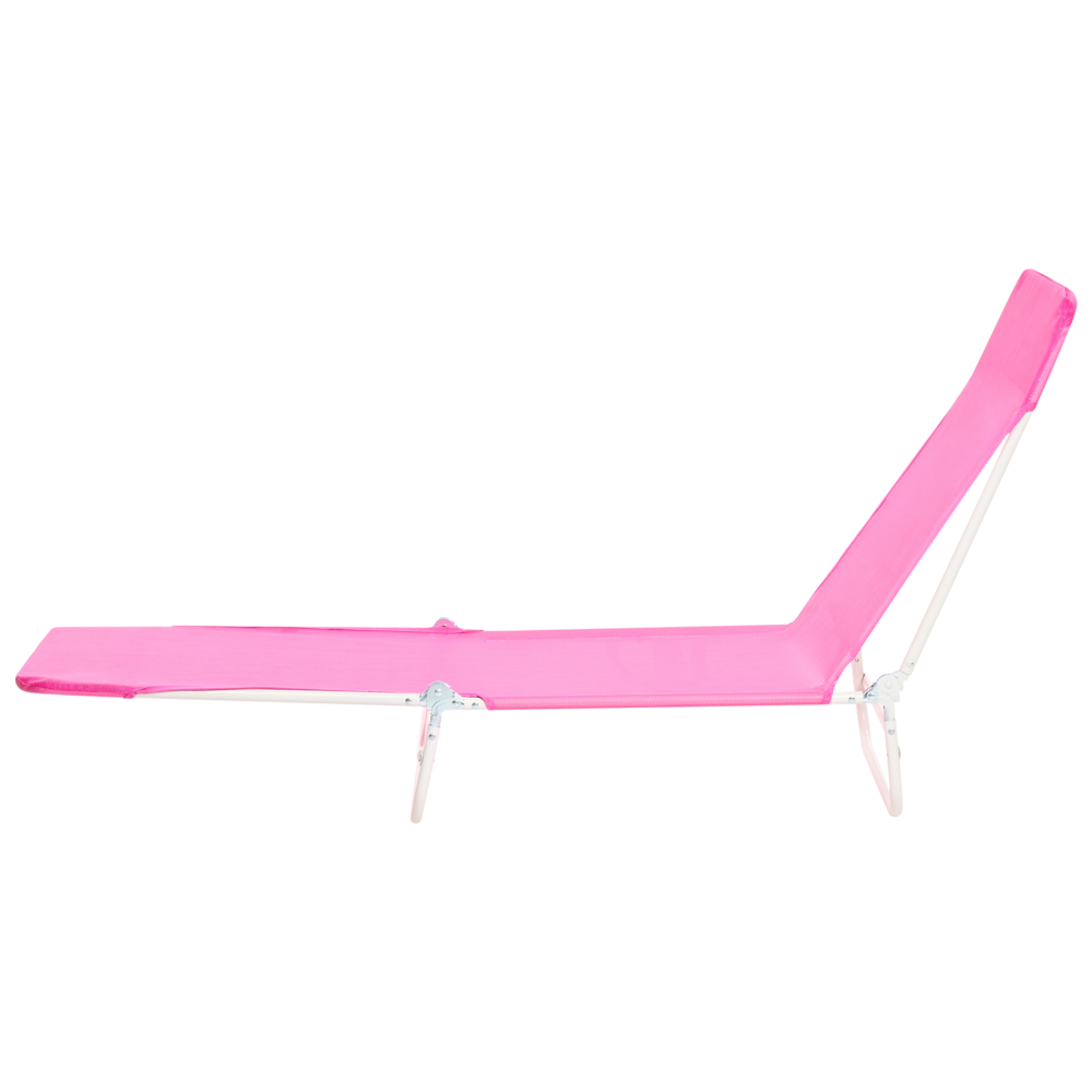 Sdraio da giardino rosa fucsia con seduta in rete e telaio in acciaio con maniglia resistente alle intemperie