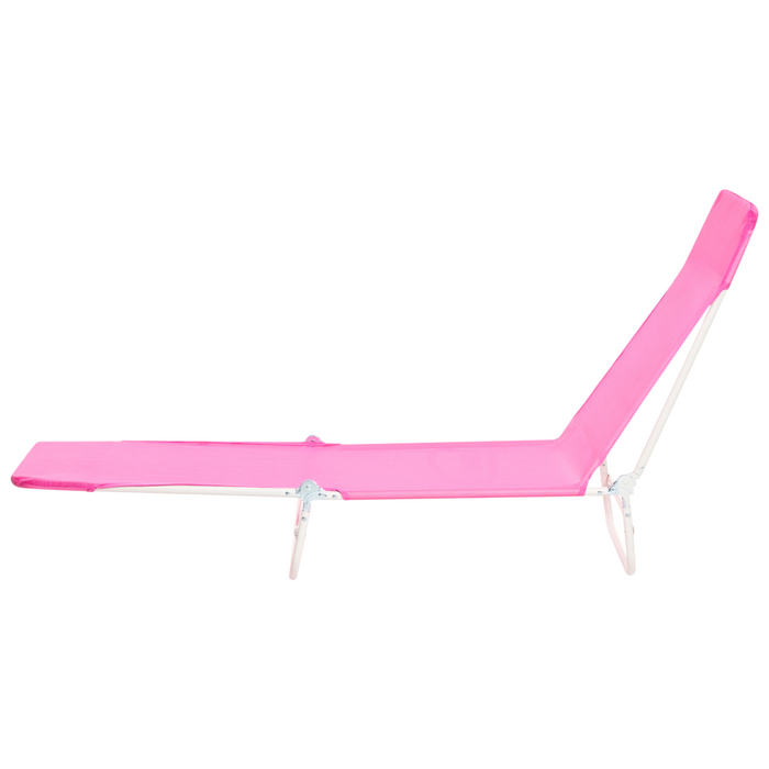 Sdraio da giardino rosa fucsia con seduta in rete e telaio in acciaio con maniglia resistente alle intemperie