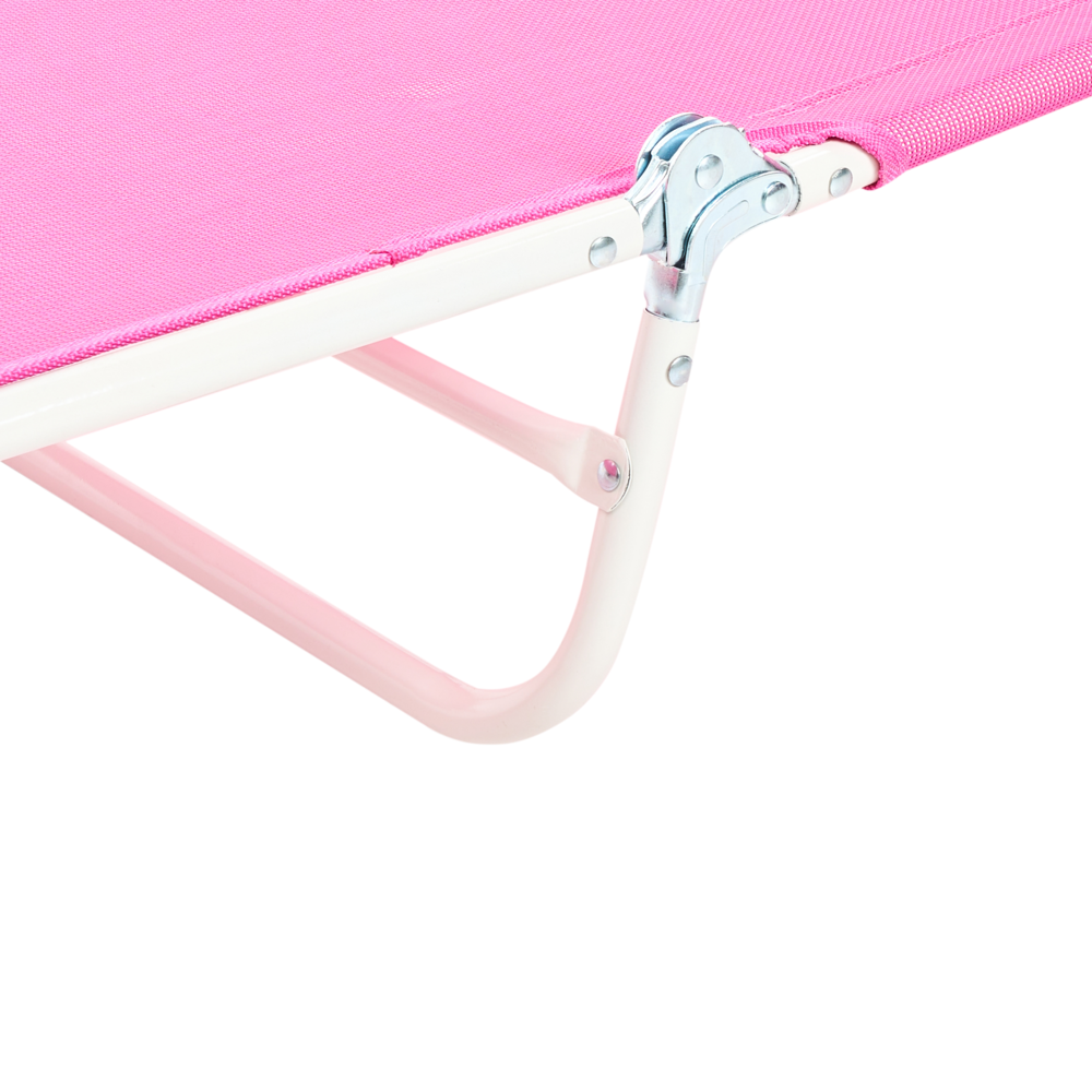 Sdraio da giardino rosa fucsia con seduta in rete e telaio in acciaio con maniglia resistente alle intemperie