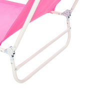 Sdraio da giardino rosa fucsia con seduta in rete e telaio in acciaio con maniglia resistente alle intemperie