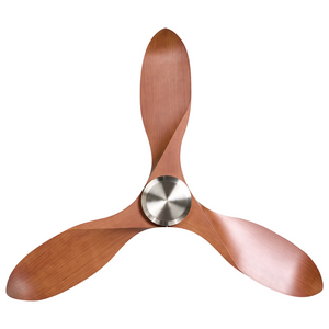 Ventilatore da soffitto marrone in materiale sintetico con telecomando per soggiorno moderno in stile scandinavo