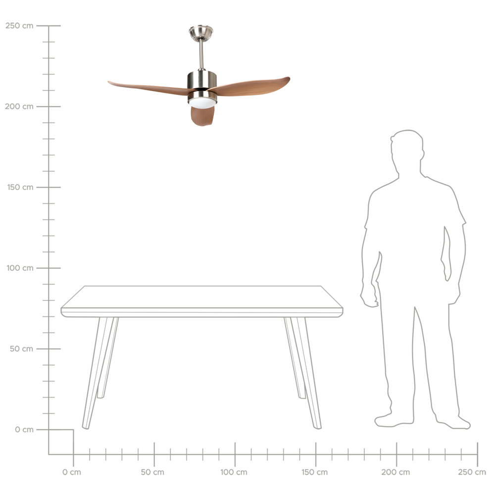 Ventilatore da soffitto con luce in materiale sintetico marrone chiaro Telecomando Moderno soggiorno scandinavo