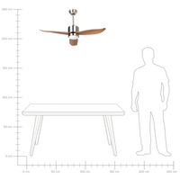 Ventilatore da soffitto con luce in materiale sintetico marrone chiaro Telecomando Moderno soggiorno scandinavo