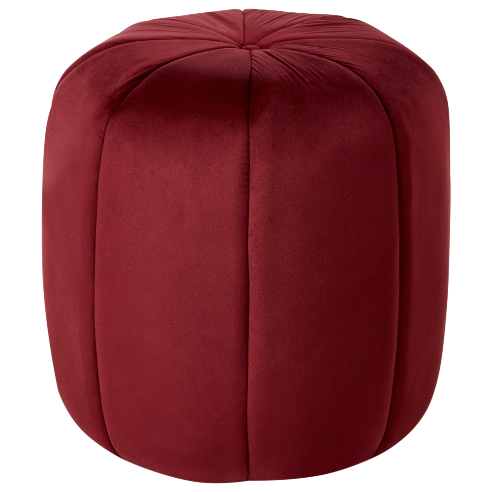 Pouf Rosso scuro Velluto Pouf Poggiapiedi Rotondo Glam