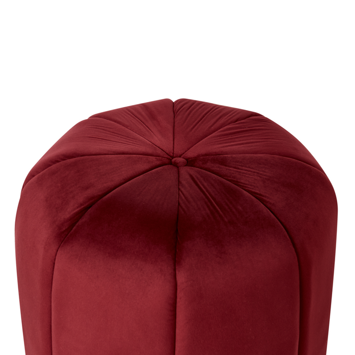 Pouf Rosso scuro Velluto Pouf Poggiapiedi Rotondo Glam