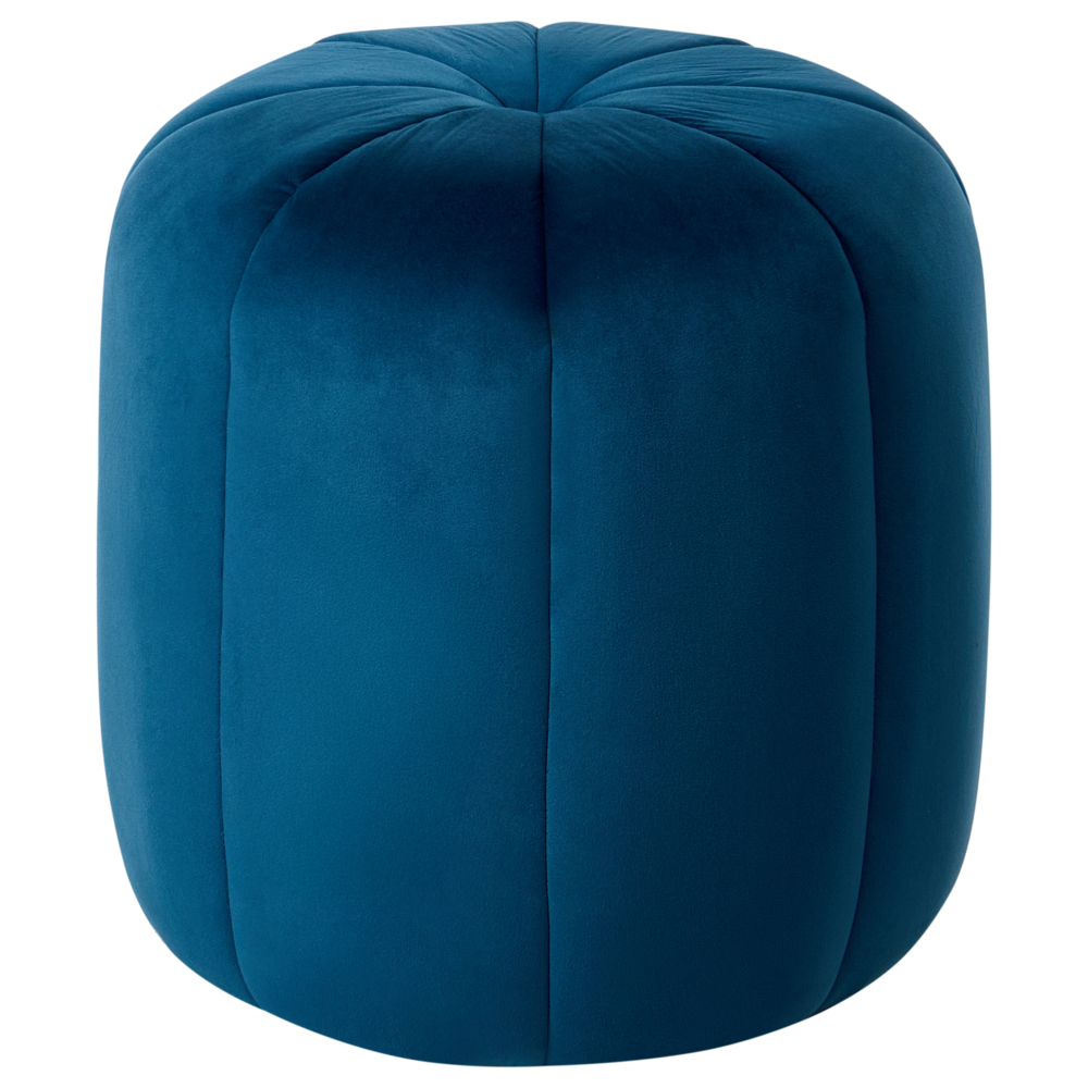 Pouf Blu Velluto Pouf Poggiapiedi Rotondo Glam