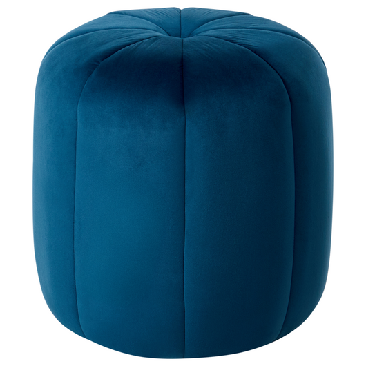 Pouf Blu Velluto Pouf Poggiapiedi Rotondo Glam