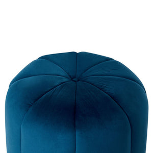 Pouf Blu Velluto Pouf Poggiapiedi Rotondo Glam