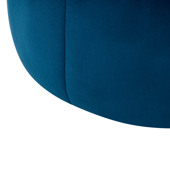 Pouf Blu Velluto Pouf Poggiapiedi Rotondo Glam